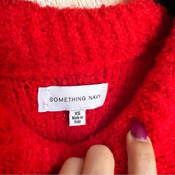 Something Navy Wool Blend Chunky Cozy Warm Red Sweater Size XS - Picture 4 of 6
